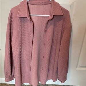 Textured Button-Up Shirt in Dusty Rose